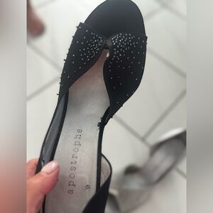 Apostrophe Black Leather Sole Heels